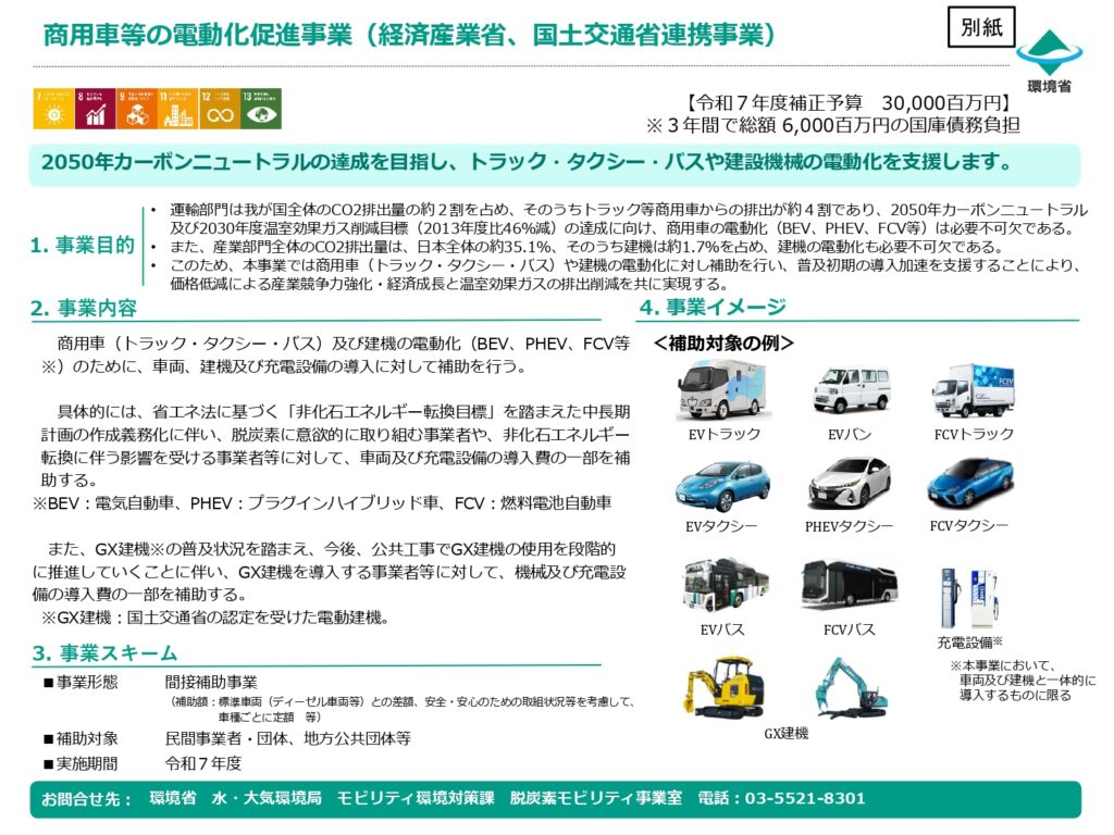 商用車等の電動化促進事業 EVトラック・バス補助金 令和7年度補正予算