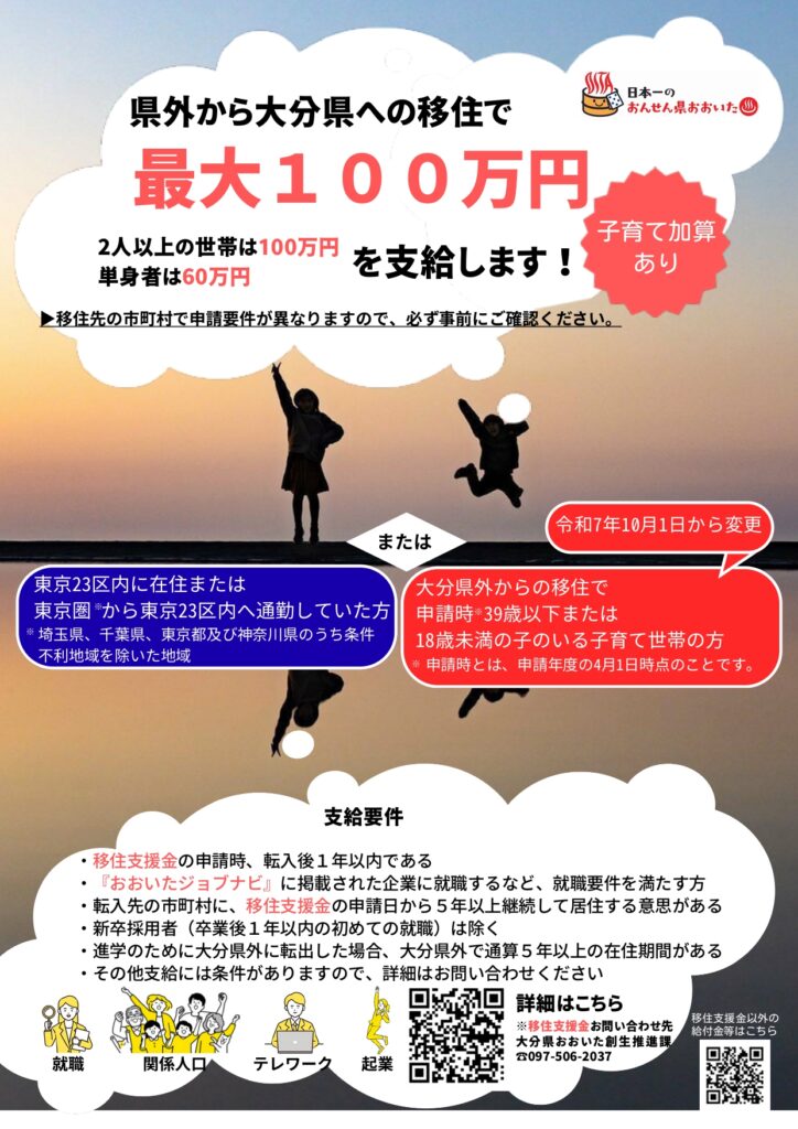 大分市の移住支援金・移住者応援給付金を解説するミセイ行政書士事務所の記事アイキャッチ画像