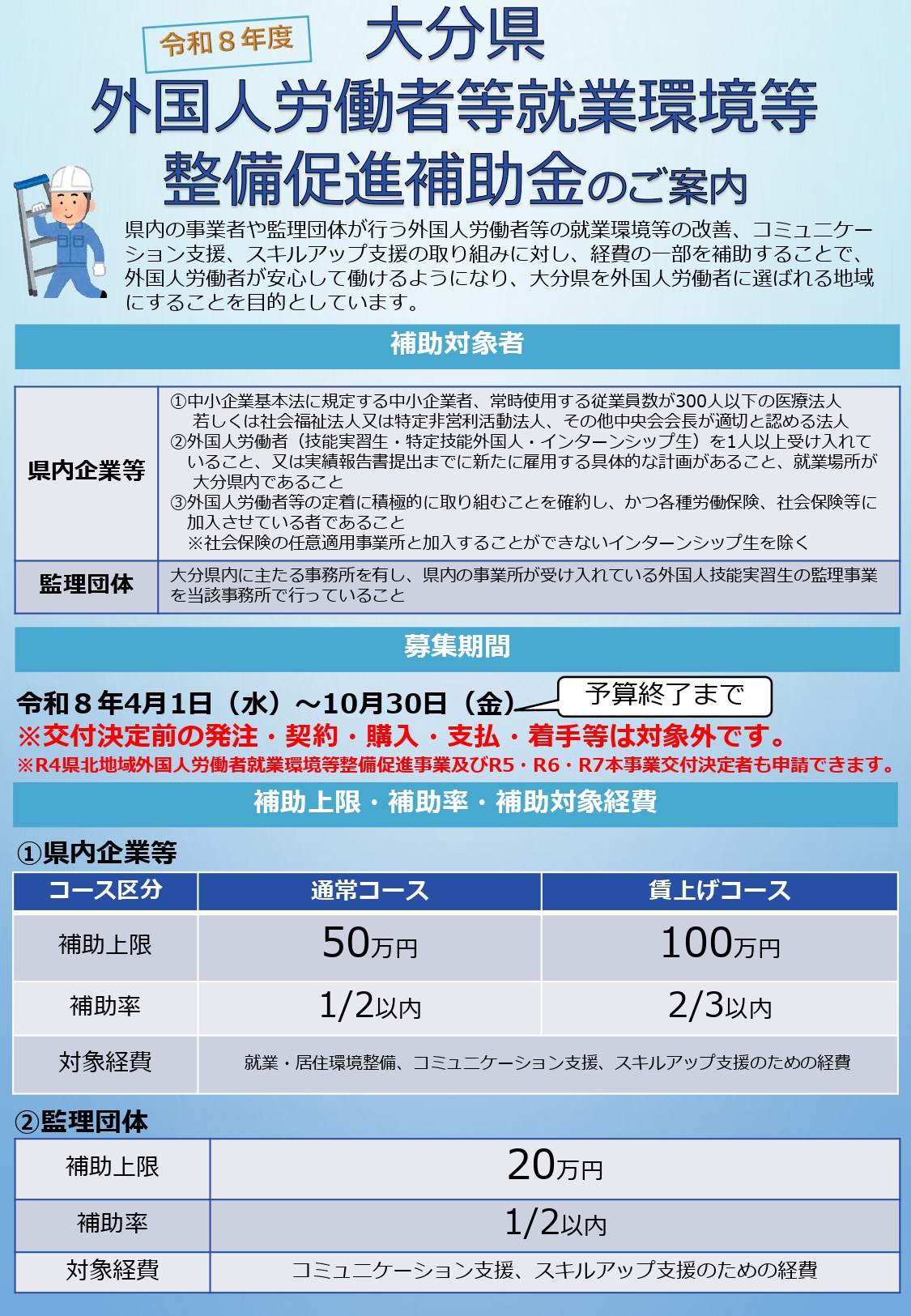 令和８年度大分県外国人労働者等就業環境等整備促進補助金のイメージ画像