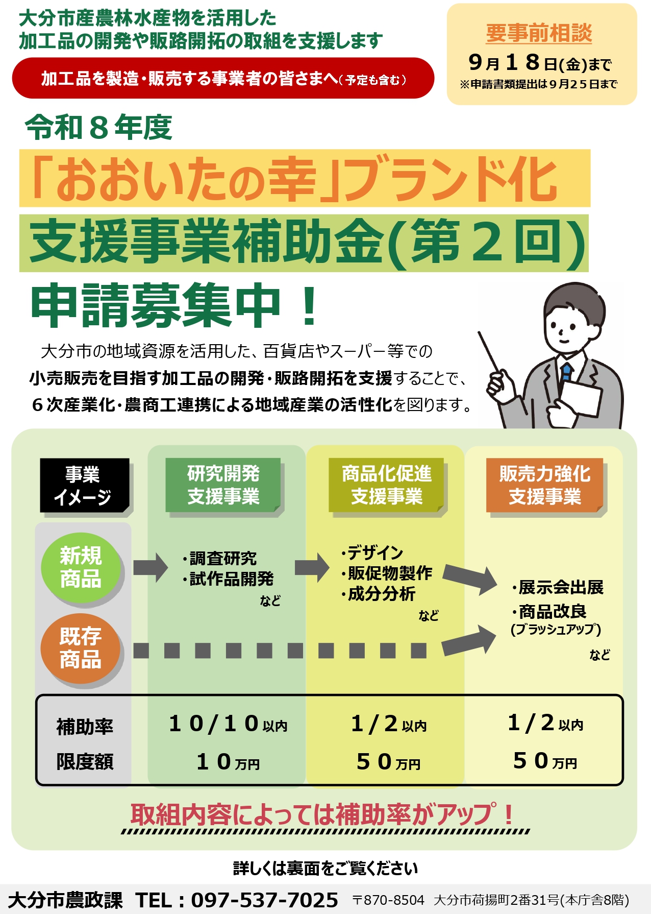 大分市「おおいたの幸」ブランド化支援事業補助金（第2回）｜商品開発・販路開拓を支援