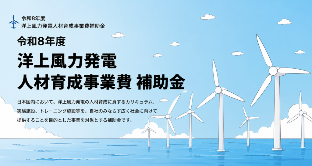 令和8年度 洋上風力発電人材育成事業費補助金|洋上風力発電の人材育成を支援する補助金