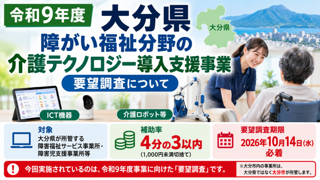 令和9年度大分県障がい福祉分野の介護テクノロジー導入支援事業要望調査の案内